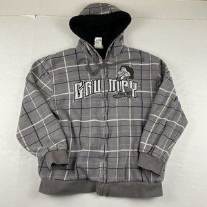 Disney Parks Full Zip Hooded Knit Jacket Women’s M  Sharpa Lined Grumpy Gray